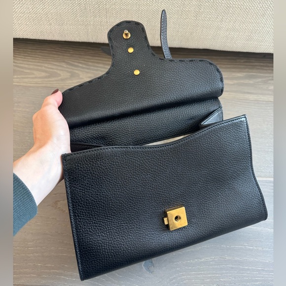 Gucci GG Marmont Top Handle Bag Black Leather Crossbody Gold Hardware - Picture 9 of 11